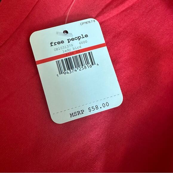 FREE PEOPLE Intimately FP Side of Sass Lace Trim XS Bodysuit Red Lady Bird NWT - Picture 9 of 14